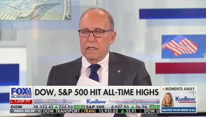 still of Kudlow; chyron: DOW, S&P 500 hit all-time highs