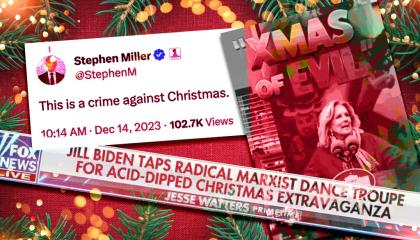 Some of the right-wing media attacks on the Bidens' Christmas celebrations over a festive background