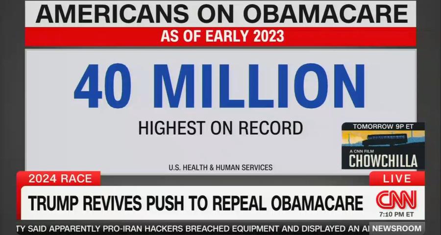 A CNN graphic about Trump's threat to eliminate insurance for 40 million Americans by repealing Obamacare