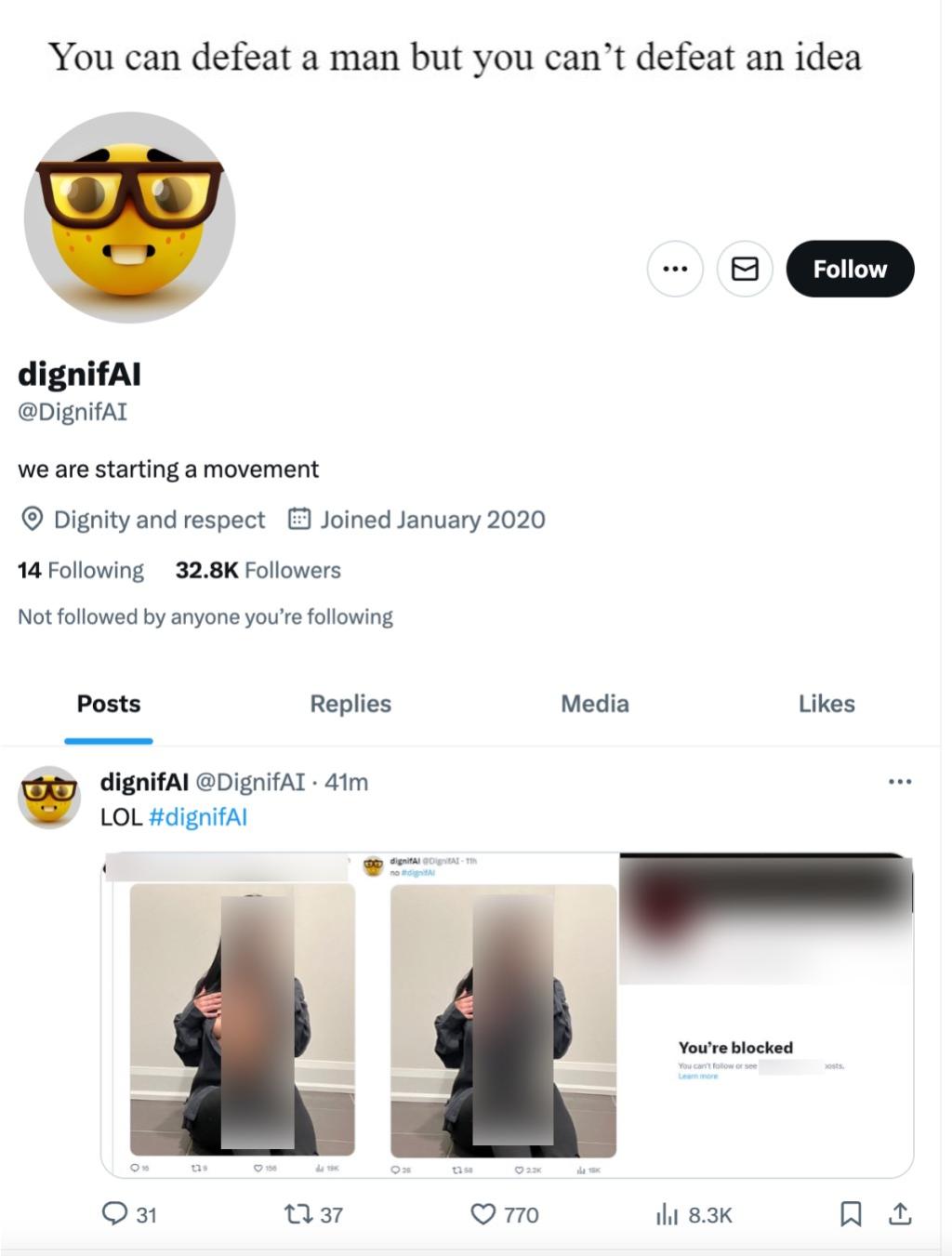 dignifAI Twitter account