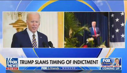 A Fox graphic showing a photo of President Biden and one of Donald Trump