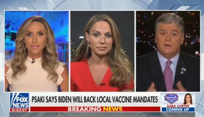 chyron reads: Psaki says Biden will back local vaccine mandates