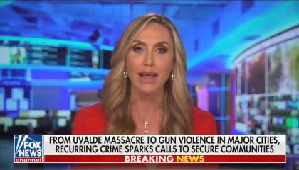 still of Lara Trump; chyron: From Uvalde massacre to gun violence in major cities, recurring crime sparks calls to secure communities
