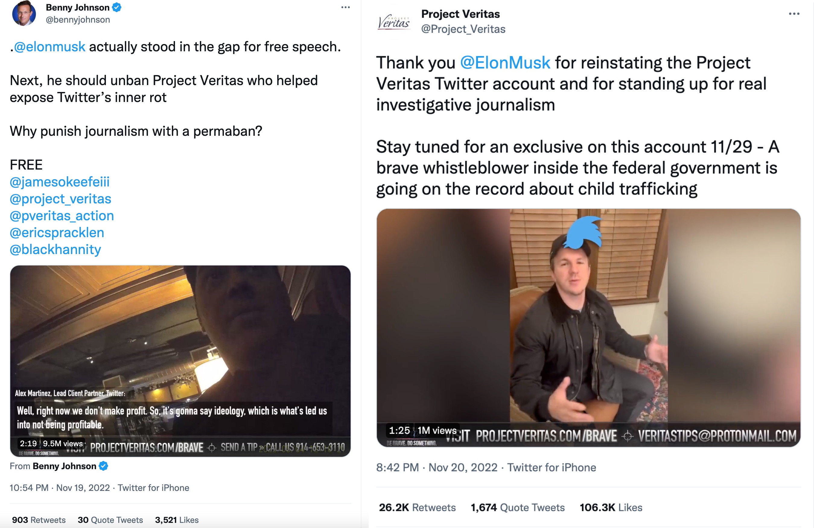 Project Veritas back on Twitter