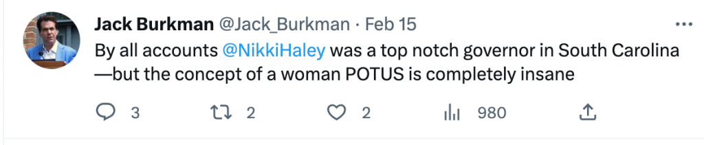 Burkman, a woman POTUS is "completely insane"