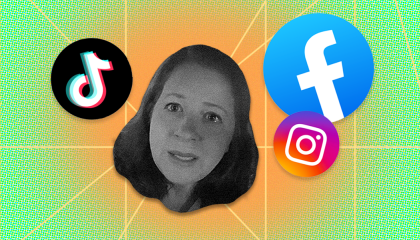 anti-abortion Dr. Christina Francis with the logos of Tik Tok, Facebook, and Instagram