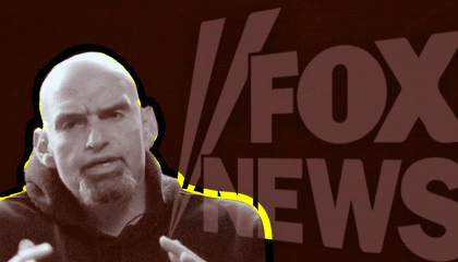 John Fetterman next to a Fox News logo