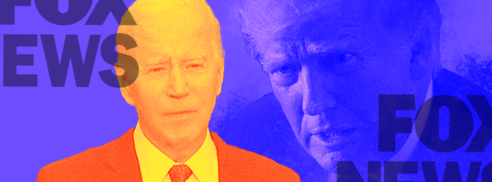 Joe Biden and Donald Trump next to Fox News logo 