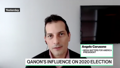 On Bloomberg Technology, Media Matters’ Angelo Carusone outlines Trump's promotion and utilization of QAnon