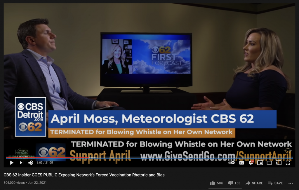 April Moss's interview with Project Veritas posted on YouTube