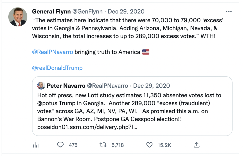 Flynn using Twitter to push election misinfo