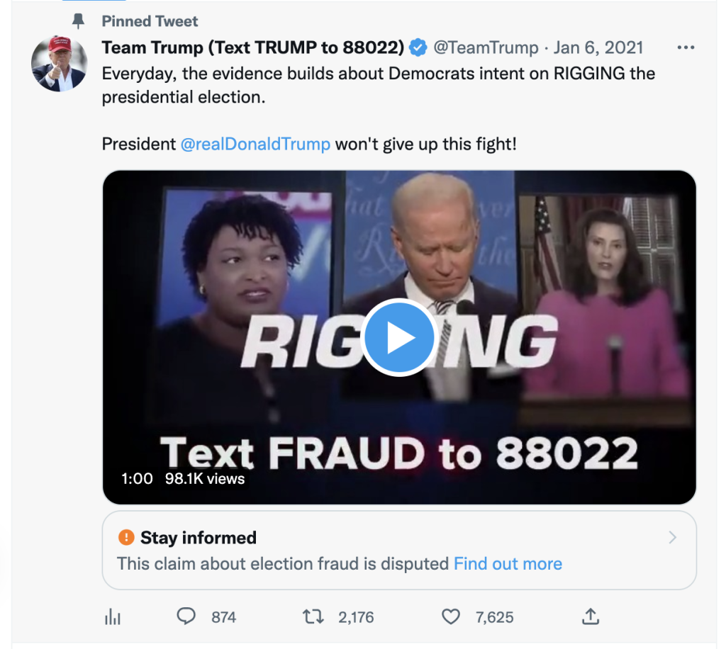 @TeamTrump spreading election misinformation
