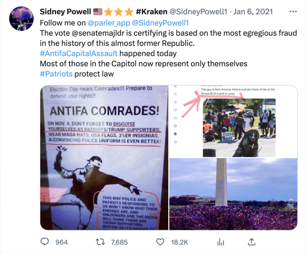 Sidney Powell pushing election misinfo on Twitter