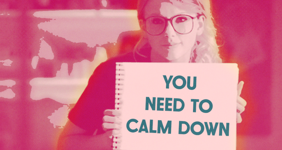 Taylor Swift holding  a sign that says you need to calm down 